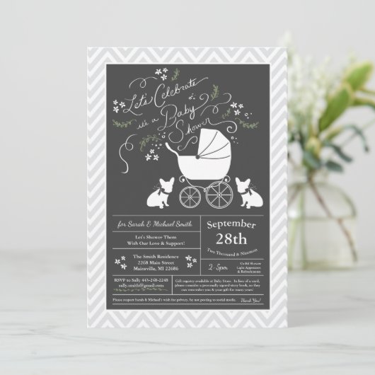 Partij van het Franse Bulldog-thema - Neutraal Bab Kaart (Staand voorkant)