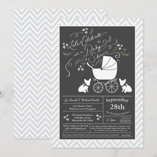 Partij van het Franse Bulldog-thema - Neutraal Bab Kaart (Voorkant / Achterkant)