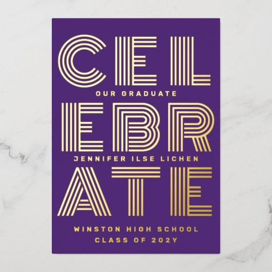 PARTIJ VAN HET MODERNE AFSTUDEERDER | Klasse van P Folie Uitnodiging (Voorkant)