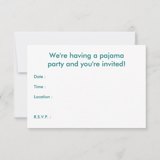 partij van pajama kaart (Achterkant)