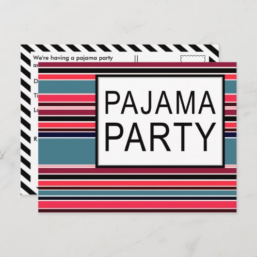 partij van pajama uitnodiging briefkaart (Voorkant / Achterkant)