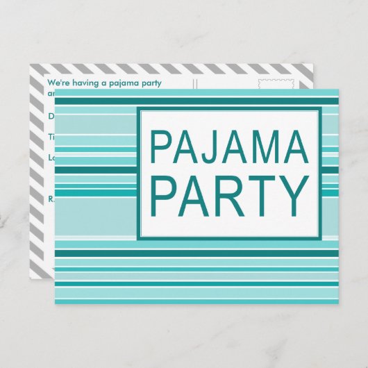 partij van pajama uitnodiging briefkaart (Voorkant / Achterkant)