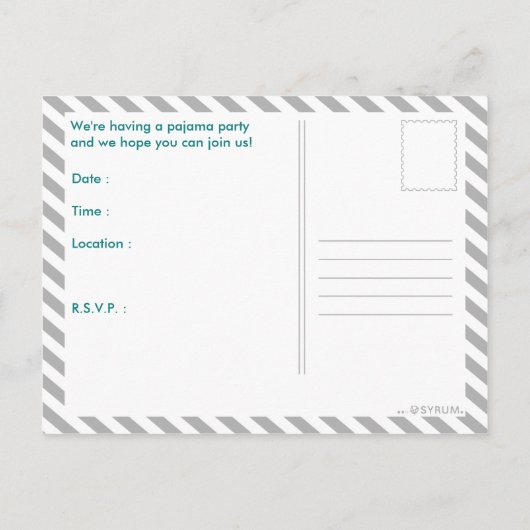 partij van pajama uitnodiging briefkaart (Achterkant)