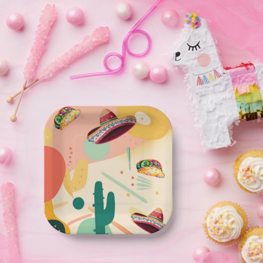 Partij van Tacos en Sombreros Papieren Bordje (Feest)