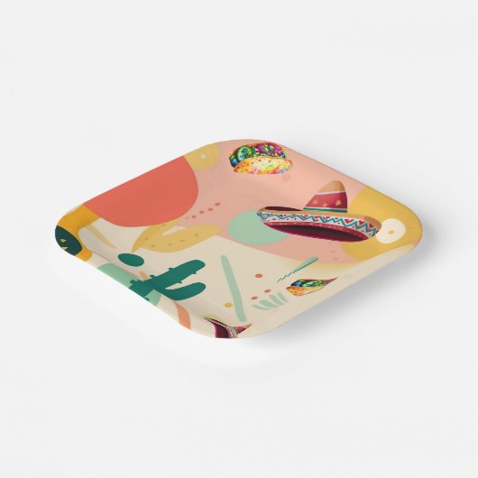 Partij van Tacos en Sombreros Papieren Bordje (Gebogen)