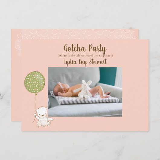 Partij voor adoptie "Gotcha" voor meisjes personal Kaart (Voorkant / Achterkant)