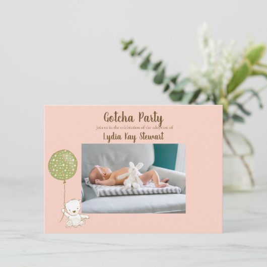 Partij voor adoptie "Gotcha" voor meisjes personal Kaart (Staand voorkant)