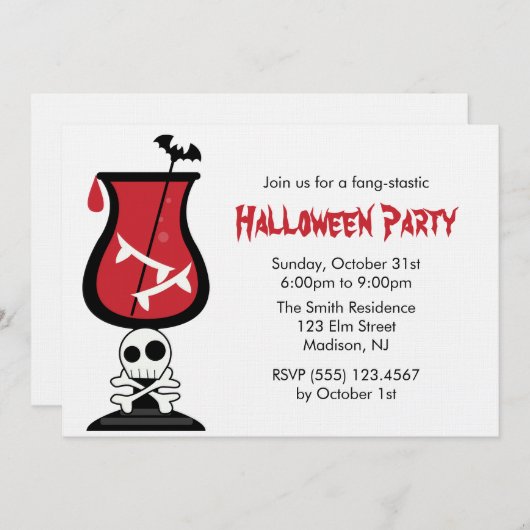 Partij voor Bloed en Fangs Halloween Kaart (Voorkant / Achterkant)