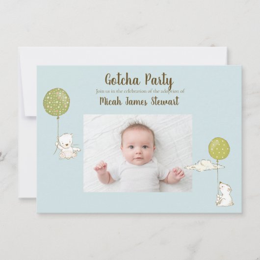 Partij voor de adoptiepartij "Gotcha" voor jongen  Kaart (Voorkant)