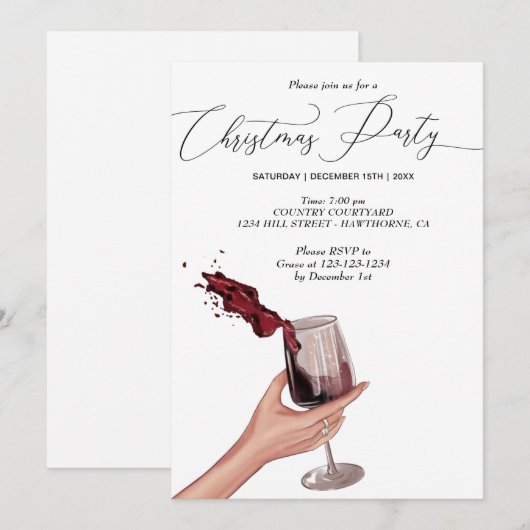 partij voor de kerstpartij rode wijn kaart (Voorkant / Achterkant)