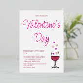 Partij voor de Valentijnsdag van wijn Folie Uitnodiging (Staand Voorkant)