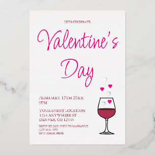 Partij voor de Valentijnsdag van wijn Folie Uitnodiging