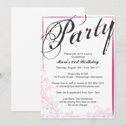 Partij voor eeuwig (Roze) Kaart (Voorkant / Achterkant)