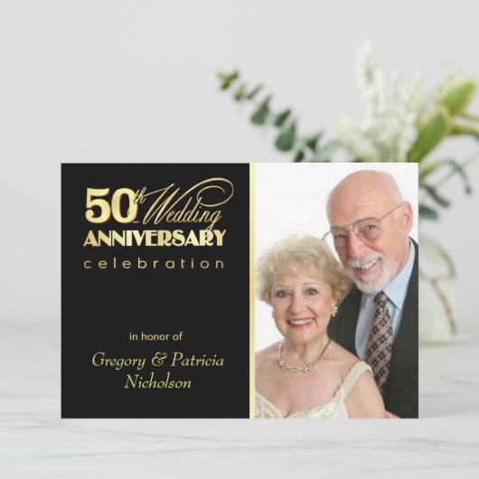 Partij voor het 50e Jubileum - Fotouitnodigingen Kaart (Staand voorkant)