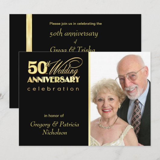 Partij voor het 50e Jubileum - Fotouitnodigingen Kaart (Voorkant / Achterkant)
