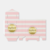 Partij voor het Monogram Gold Glitter Pink Stripes Bedankdoosjes (Uitgevouwen)