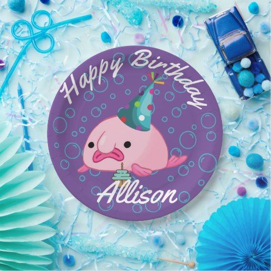Partij voor het paars van de Birthday Blobfish Papieren Bordje (Feest)