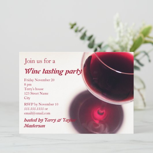 Partij voor het testen van rode wijn kaart (Staand voorkant)