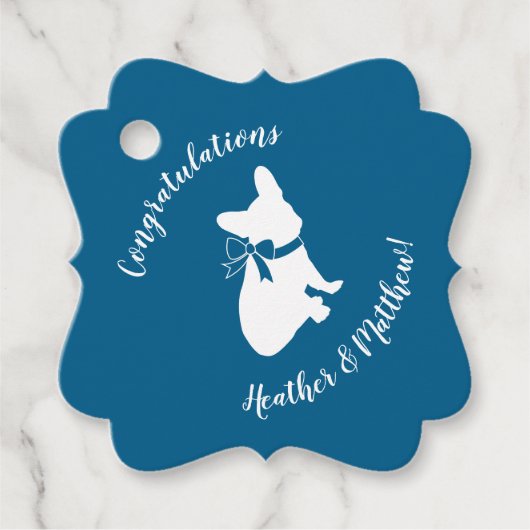 Partij voor het thema Bulldog - Baby shower Blue Bedankjes Labels (Voorkant)