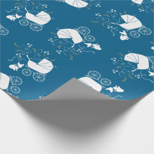 Partij voor het thema Bulldog - Baby shower Blue Cadeaupapier