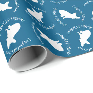 Partij voor het thema Bulldog - Baby shower Blue Cadeaupapier
