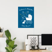 Partij voor het thema Bulldog - Baby shower Blue Poster (Thuiskantoor)