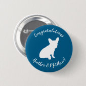 Partij voor het thema Bulldog - Baby shower Blue Ronde Button 5,7 Cm (Voorkant /achterkant)