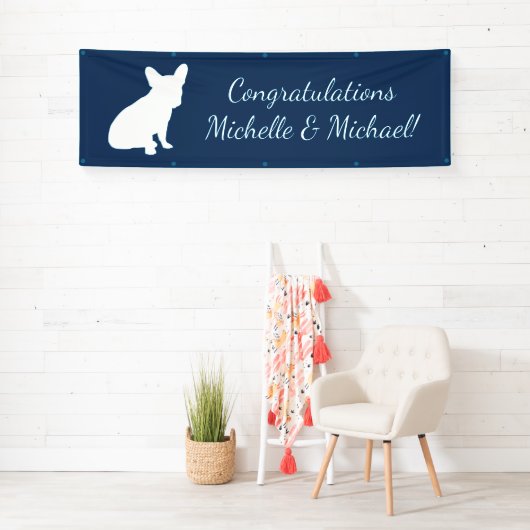 Partij voor het thema Bulldog - Baby shower Blue Spandoek (Insitu)