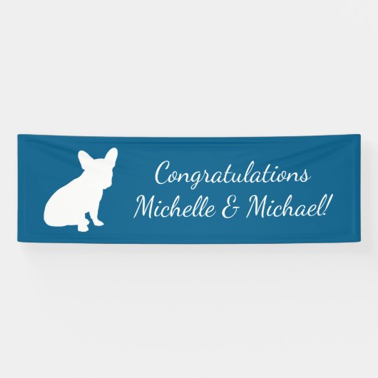Partij voor het thema Bulldog - Baby shower Blue Spandoek (Horizontaal)