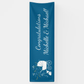 Partij voor het thema Bulldog - Baby shower Blue Spandoek (Verticaal)