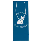 Partij voor het thema Bulldog - Baby shower Blue Wijn Cadeautas (Achterkant)