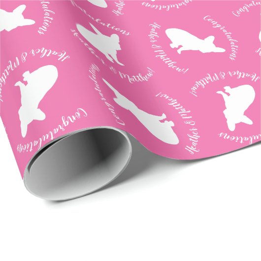 Partij voor het thema Bulldog - Baby shower roze Cadeaupapier (Rol Hoek)