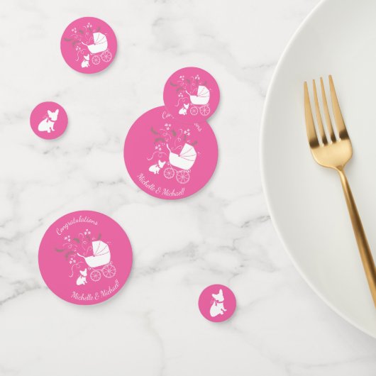 Partij voor het thema Bulldog - Baby shower roze Confetti (Groep)