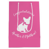 Partij voor het thema Bulldog - Baby shower roze Medium Cadeauzakje (Achterkant)