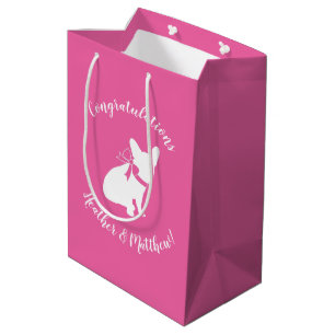 Partij voor het thema Bulldog - Baby shower roze Medium Cadeauzakje