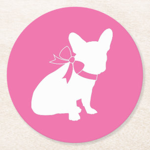 Partij voor het thema Bulldog - Baby shower roze Ronde Kartonnen Onderzetter