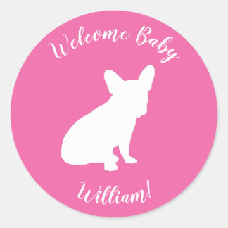 Partij voor het thema Bulldog - Baby shower roze Ronde Sticker