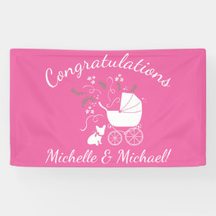 Partij voor het thema Bulldog - Baby shower roze Spandoek