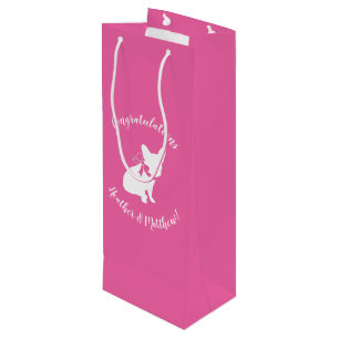 Partij voor het thema Bulldog - Baby shower roze Wijn Cadeautas