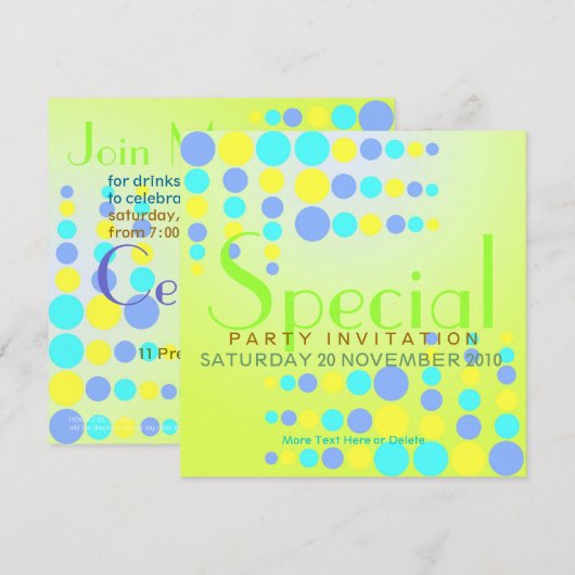 Partij voor verse bubbels / speciale uitnodiging (Voorkant / Achterkant)