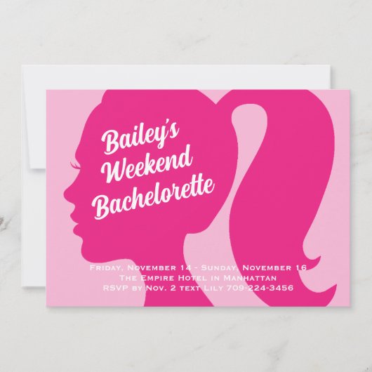 Partij Zeer roze Weekend Bachelorette Uitnodiging (Voorkant)