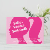 Partij Zeer roze Weekend Bachelorette Uitnodiging (Staand voorkant)
