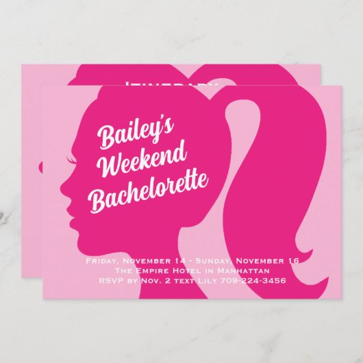 Partij Zeer roze Weekend Bachelorette Uitnodiging (Voorkant / Achterkant)