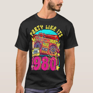 Partij zoals de jaren '80, '90, Retro,  wit Di T-shirt