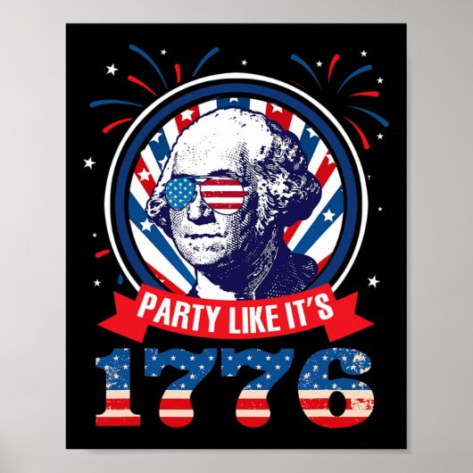 Partij zoals het is 1776 4 juli George Washingto Poster (Voorkant)