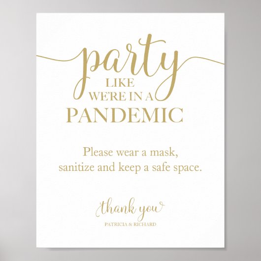 Partij zoals we in een Pandemisch Funny Sign. Poster (Voorkant)