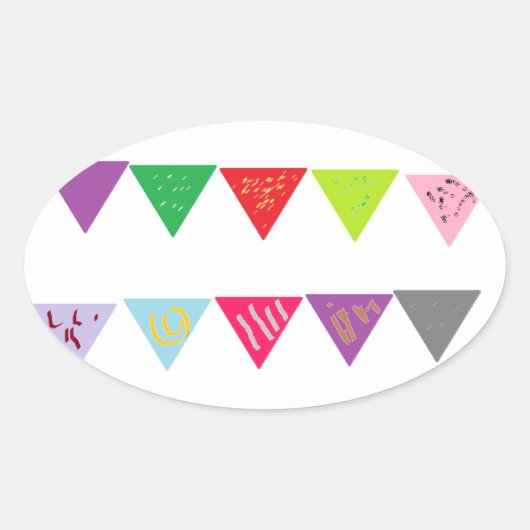 Partijbanner deco ovale sticker (Voorkant)