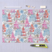 Partijboomgaarden in het Pagoda-bos in het pikroze Tissuepapier (Craft)