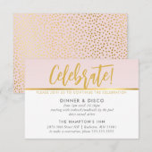 PARTIJCELEBRATIE KAART bleek roze goudpokken (Voorkant / Achterkant)