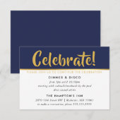 PARTIJCELEBRATIE KAART donkermarineblauw faux goud (Voorkant / Achterkant)